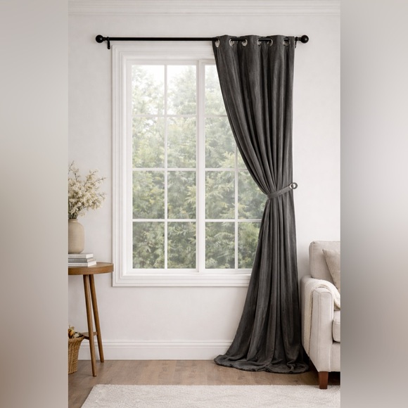 West Elm Other - West Elm Gray Cotton Washed Velvet Curtain Panel 48 x 108 inches